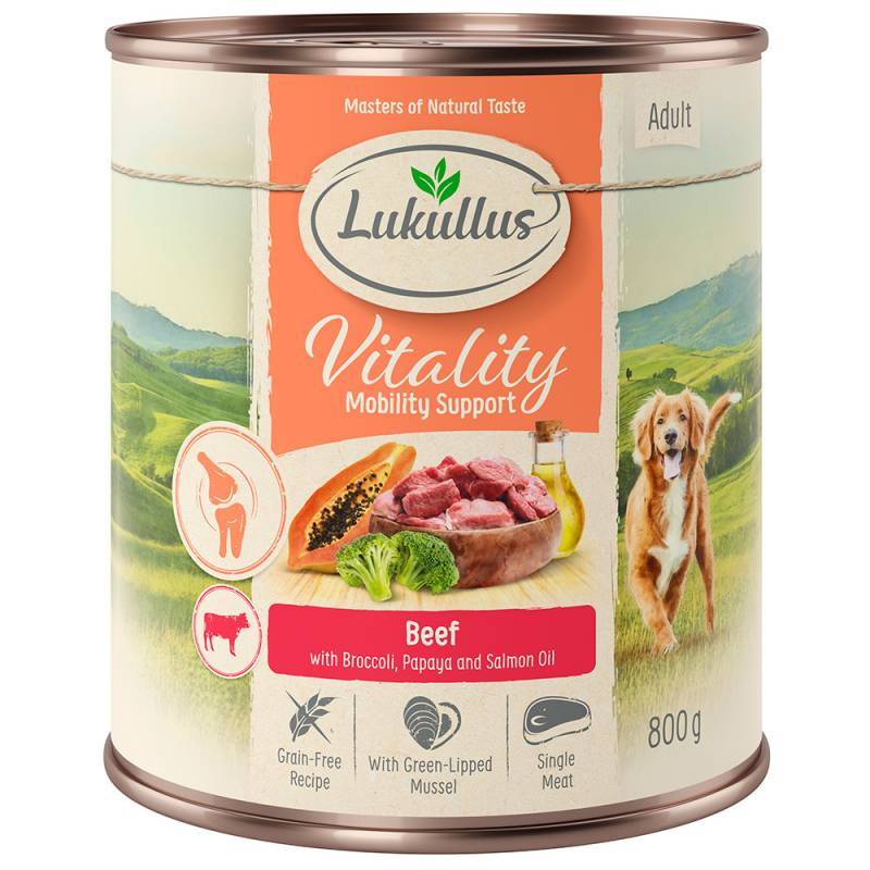 Sparpaket Lukullus Vitality 24 x 800 g -  Unterstützung der Beweglichkeit: Rind (getreidefrei) von Lukullus