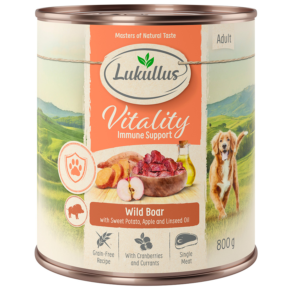 Sparpaket Lukullus Vitality 24 x 800 g - Unterstützung für das Immunsystem: Wildschwein (getreidefrei) von Lukullus