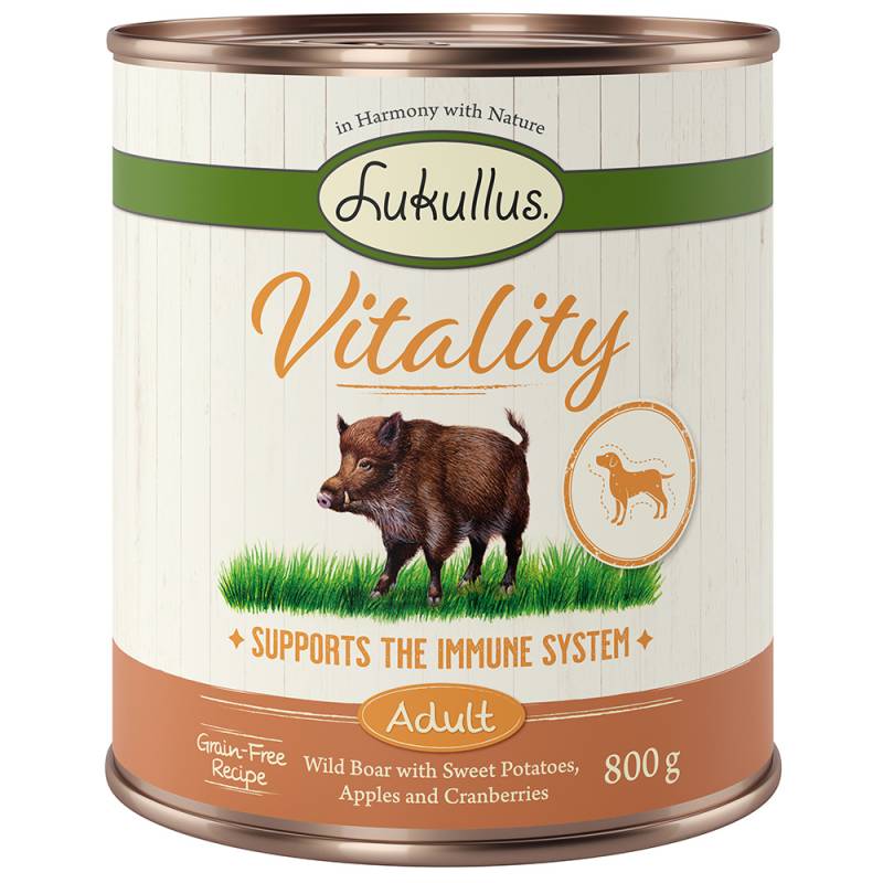 Sparpaket Lukullus Vitality 24 x 800 g - Unterstützung für das Immunsystem: Wildschwein (getreidefrei) von Lukullus