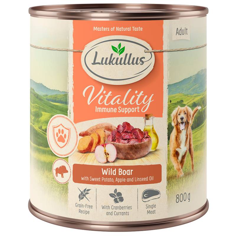 Sparpaket Lukullus Vitality 24 x 800 g - Unterstützung für das Immunsystem: Wildschwein (getreidefrei) von Lukullus