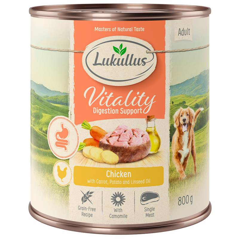 Sparpaket Lukullus Vitality 24 x 800 g - Unterstützung der Verdauung: Huhn (getreidefrei) von Lukullus