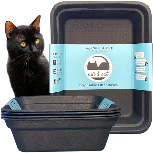 Luli & Cat Einweg-Katzentoiletten | groß, schwarz, 4er-Pack, langlebig und wasserabweisend von luli & cat