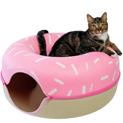 Luli & Cat Katzentunnelbett mit Donut-Motiv – großer Katzentunnel, Versteckhöhlen für Indoor-Katzen Luli & Cat Katzentunnelbett mit Donut-Motiv – großer Katzentunnel, Versteckhöhlen für Indoor-Katzen von Luli & Cat