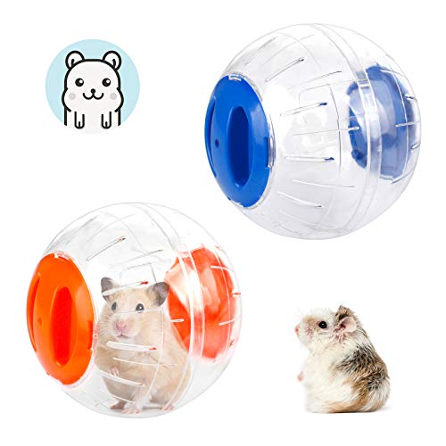 Hamsterball Hamster Laufball 2 Stück Hamster Spielzeug Laufkugel Rolle Kugel Übungsball Joggingball für Hamster Ratten Rennmäuse Kleintiere Spielzeug Kunststoff, Blau und Orangen von LuluDa