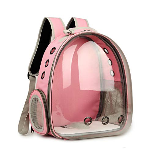 Luluspace Haustier Rucksack Raumkapsel, 360 ° Sichtfeld Tragbar Transportrucksack Transporttasche Tragetasche für Klein Haustier Hunde Katzen Kaninchen im Freien, Sicher & Atmungsaktiv (Rosa) von Luluspace