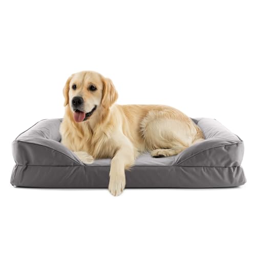 Lumaland orthopädisches Hundebett Outdoor & Indoor | ergonomisches Hundesofa 110x75 cm - ideal für große Hunde | Boden rutschfest | Füllung und Bezug waschbar | Hundekörbchen wasserfest von Lumaland