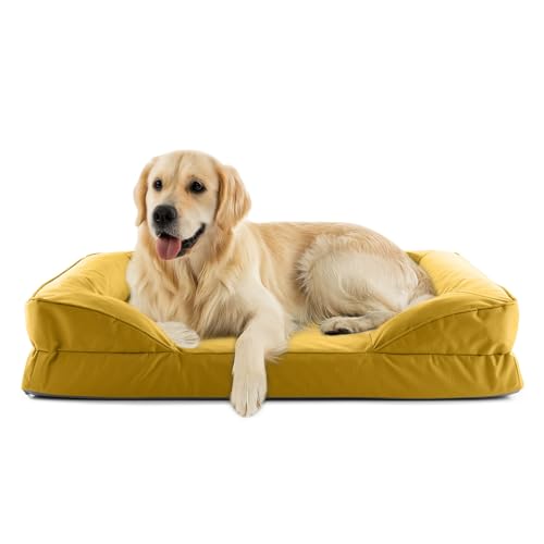 Lumaland orthopädisches Hundebett Outdoor & Indoor | ergonomisches Hundesofa 110x75 cm - ideal für große Hunde | Boden rutschfest | Füllung und Bezug waschbar | Hundekörbchen wasserfest von Lumaland