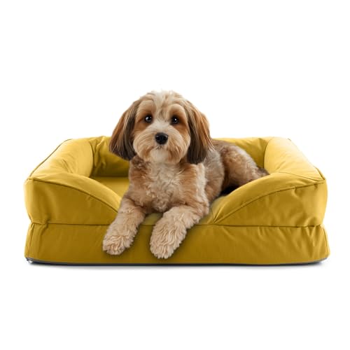 Lumaland orthopädisches Hundebett Outdoor & Indoor | ergonomisches Hundesofa 70x60 cm - ideal für kleine Hunde | Boden rutschfest | Füllung und Bezug waschbar | Hundekörbchen wasserfest von Lumaland
