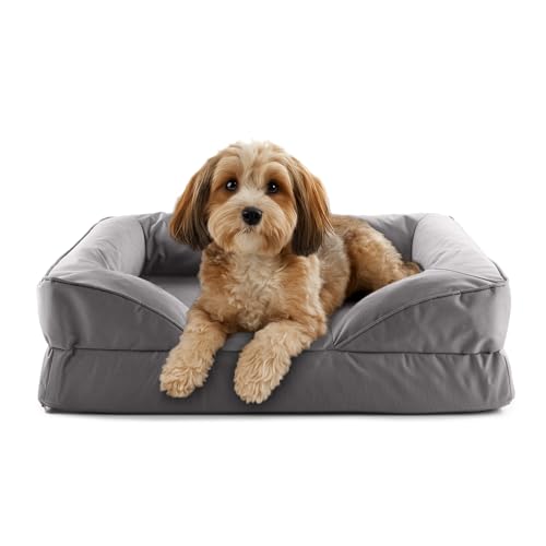 Lumaland orthopädisches Hundebett Outdoor & Indoor | ergonomisches Hundesofa 70x60 cm - ideal für kleine Hunde | Boden rutschfest | Füllung und Bezug waschbar | Hundekörbchen wasserfest von Lumaland