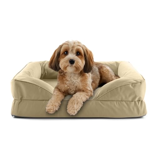 Lumaland orthopädisches Hundebett Outdoor & Indoor | ergonomisches Hundesofa 70x60 cm - ideal für kleine Hunde | Boden rutschfest | Füllung und Bezug waschbar | Hundekörbchen wasserfest von Lumaland