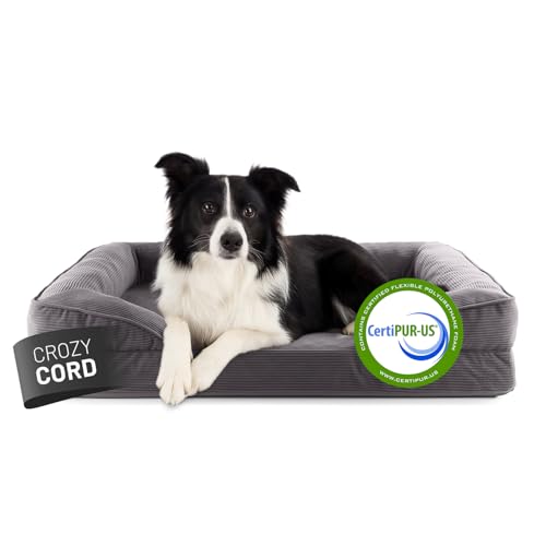 Lumaland orthopädisches Hundebett aus Cord | ergonomisches Hundesofa 90x65 cm - für mittelgroße Hunde | Boden rutschfest | Füllung und Bezug waschbar | Hundekörbchen mit Memory Schaumstoff von Lumaland