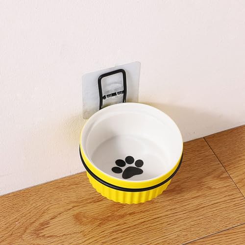 Keramiknäpfe,wandmontierte Installation,Abnehmbarer Hundenapf zum Aufhängen von Haustieren,schmiedeeiserne Halterung,Klettverschluss-Design,leicht zu reinigen,geeignet für Katzen und kleine Hunde von LuminescentDream