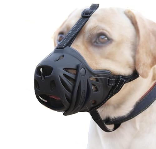 Maulkorb für Hunde, atmungsaktiv, mit Kopfband, sichere und bequeme Passform, verhindert Bisse, Kauen und Bellen, verstellbar für kleine, mittlere und große Hunde, schwarz, 14,5 – 34 cm/5 – 35 kg Maulkorb für Hunde, atmungsaktiv, mit Kopfband, sichere und bequeme Passform, verhindert Bisse, Kauen und Bellen, verstellbar für kleine, mittlere und große Hunde, schwarz, 14,5 – 34 cm/5 – 35 kg von Luminexia