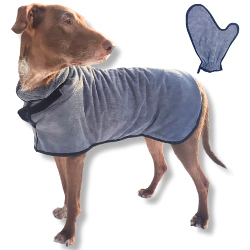 Luminoza Bademantel-Set für Hunde und Katzen - Grau, Mikrofaser, S, M, L, XL, Klettverschluss, schnell trocknend, super saugfähig, für alle Hunde- und Katzenrassen, Outdoor, Casual Luminoza Bademantel-Set für Hunde und Katzen - Grau, Mikrofaser, S, M, L, XL, Klettverschluss, schnell trocknend, super saugfähig, für alle Hunde- und Katzenrassen, Outdoor, Casual von Luminoza