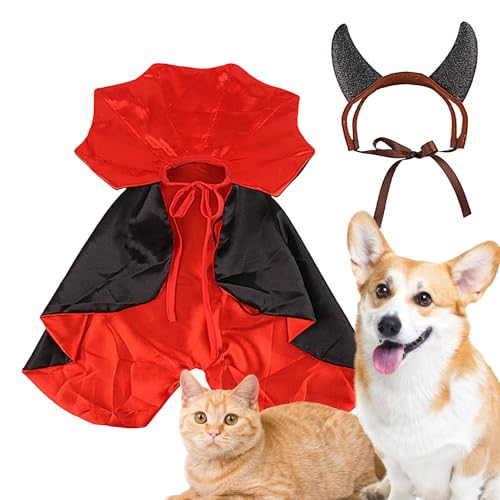 Katzen-Halloween-Kostüm, Katzenkleidung, Hundekleidung, Weihnachts-Outfit, Vampir-Gothic-Hundeumhang, Halloween-Haustierumhang, farbenfroher Haustierumhang mit Horn, kreative Urlaubskostüme für Katzen-Halloween-Kostüm, Katzenkleidung, Hundekleidung, Weihnachts-Outfit, Vampir-Gothic-Hundeumhang, Halloween-Haustierumhang, farbenfroher Haustierumhang mit Horn, kreative Urlaubskostüme für von Lumiscent