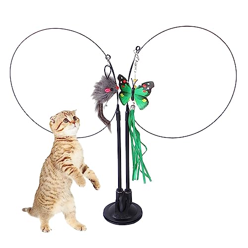 Lumiscent Katzenspielzeug,Katzen-Teaser-String | Tragbares Katzenfederspielzeug für den Innenbereich, interaktiver Katzenspielzeugstab für Haustierwelpen und Kätzchen im Innenbereich von Lumiscent