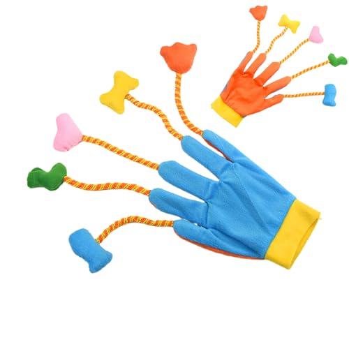 Lumiscent Katzenspielzeughandschuhe, Teaser-Handschuhe für Katzen - Plüschspielzeug Teaser für Katzen - 5-Finger-Katzenspielzeug, Plüschhandschuhe mit Glöckchen, interaktives Katzenspielzeug für von Lumiscent