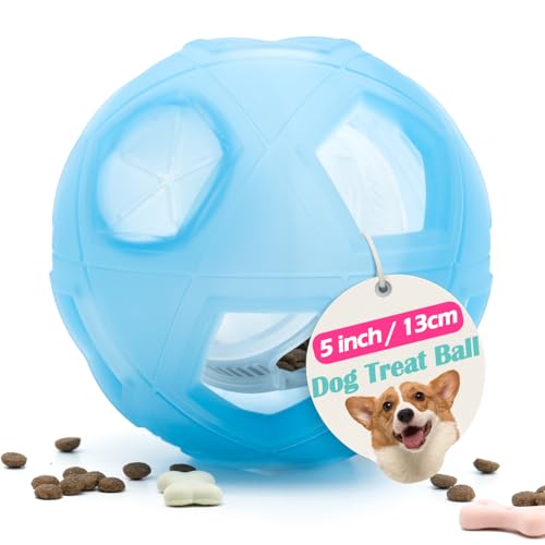 LumoLeaf Hunde-Leckerli-Ball, 13 cm Interaktives Intelligenzspielzeug für kleine & mittelgroße Hunde, Einstellbarer Schwierigkeitsgrad, Futterspender & Anti-Schling-Funktion, Blau von LumoLeaf