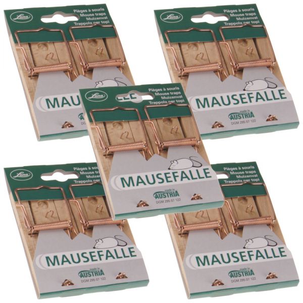 10x Luna® Mausefalle aus Holz, klassische und bewährte Schlagfalle ... von Luna