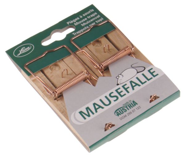 2x Luna Mausefalle aus Holz, klassische und bewährte Schlagfalle zu... von Luna