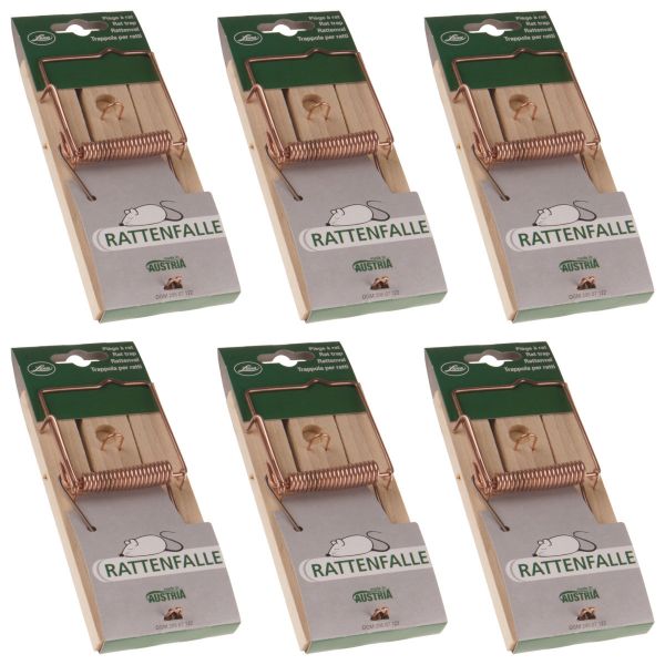 6x Luna Rattenfalle aus Holz, klassische und bewährte Schlagfalle z... von Luna