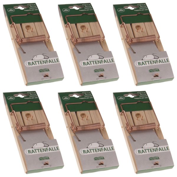 6x Luna® Rattenfalle aus Holz, klassische und bewährte Schlagfalle ... von Luna