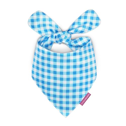 LunaMarie - Luxuriöse Geburtstagstücher für Haustiere, hochwertiges und seidiges Polygewebe, 100 % handgefertigt, individuelle Form, zweilagig, Blau kariert, Größe XS LunaMarie - Luxuriöse Geburtstagstücher für Haustiere, hochwertiges und seidiges Polygewebe, 100 % handgefertigt, individuelle Form, zweilagig, Blau kariert, Größe XS von LunaMarie