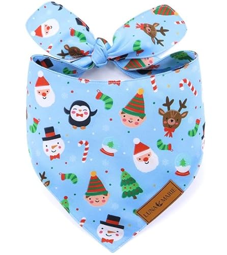 LunaMarie - Luxuriöse Haustier-Geburtstags-Halstücher – hochwertiges und seidiges Poly-Gewebe | 100 % handgefertigt | individuelle Form, doppellagig (Weihnachtsmann-Nordpol, klein) von LunaMarie