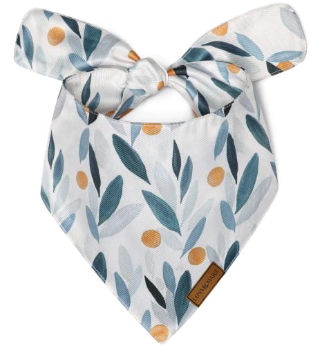 LunaMarie - Luxuriöse Haustier-Geburtstags-Halstücher – hochwertiges und seidiges Polygewebe | 100 % handgefertigt | individuelle Form, doppellagig (grün/orange Blumen, groß) von LunaMarie