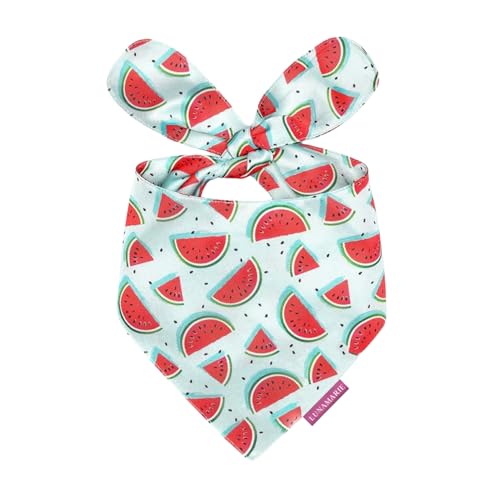 LunaMarie - Luxuriöse Hundehalstücher – niedliches Wassermelonen-Design | hochwertiger und weicher Stoff | 100 % handgefertigt, anpassbare Form, doppellagig, klein, mittel, groß (Wassermelone, Medium) von LunaMarie