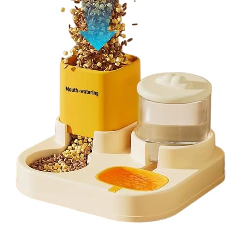 Lunaobrik Automatischer Wasserspender für Hunde, Schwerkraft-Wasserspender für Katzen, 2-in-1 Wasserspender und Futterbehälter mit Schwerkraftantrieb, Wasser- und Futterspender von Lunaobrik