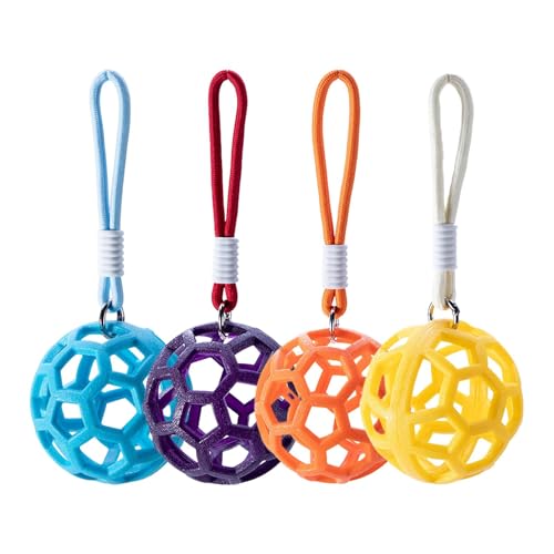 Lunaobrik Chinchilla Fay Feeder, Hay Feeder Ball – 4 Stück Heubälle für Kaninchen, Futterspender für kleine Tiere, Kauspielzeug mit Leine für kleine Haustiere, von Lunaobrik