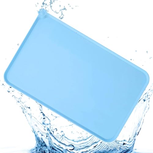 Lunaobrik Futtermatte für Haustiere, hohe Lippen für die Fütterung von Haustieren wasserdicht | 18,9 x 11,8 Zoll Non-Slip Pad von Lunaobrik