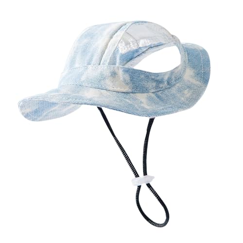 Lunaobrik Hundehut mit Ohrlöchern, Katzensonnenhut | Haustierhut für Hunde mit Ohrlöchern | Sun Protection Cat Sunbonnet mit Ohrlöchern atmungsaktives Haustierzubehör für mittelschwere Hunde & Welpe von Lunaobrik