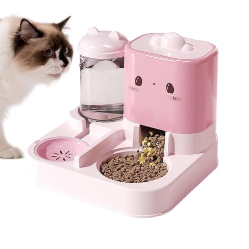 Lunaobrik Katzenfutterautomat Automatisch | Futter- und Wasserbehälter - Automatische Katzenbewässerung für kleine Haustiere im Innenbereich, auslaufsicherer Futterspender für Trockenfutter von Lunaobrik