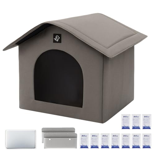 Lunaobrik Kühlendes Katzenhaus | Welpenzelt, isoliert, tragbar, kühles Unterschlupfhaus mit saugfähigen Taschen und Eisbeutel für Haustiere, Hunde, Welpen, drinnen und draußen von Lunaobrik