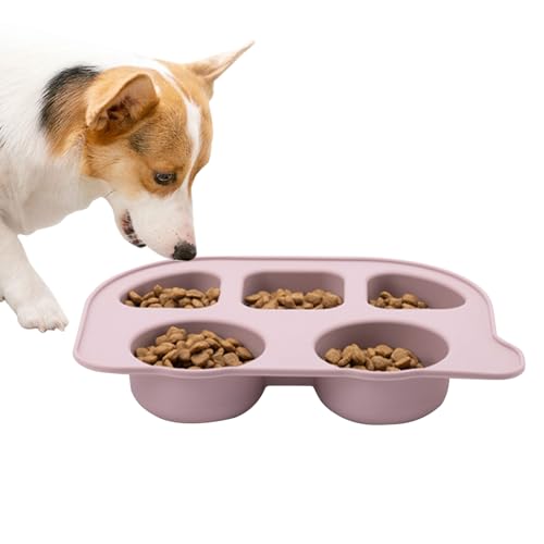 Lunaobrik Silikonhundschüssel, Silikonkatze Schüssel - Nonrutsch Silikon-Katzenfutterschale mit Fach,Whiskerfreundliche Hundeschüssel -Fütterungstafel Geschirr für Kätzchen von Lunaobrik