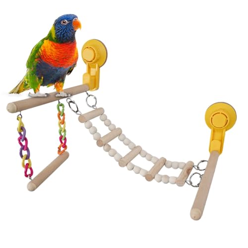 Vogelsitzstange mit Anführer von Saugnapf-Birdwed, Spielplatz für die Kletterplattform | für Vögel für Schädlinge, Aras, Kakadus, Spielzeug für Saugvögel von Lunaobrik