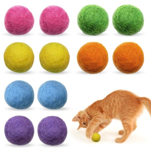LunarCharm 12 Stück Katzenbälle Spielzeug für Katzen aus 100% Wolle, Natürliches Spielzeug für Katzen, Katzenbälle aus Filz, Filzbälle für Katzen und Kitten LunarCharm 12 Stück Katzenbälle Spielzeug für Katzen aus 100% Wolle, Natürliches Spielzeug für Katzen, Katzenbälle aus Filz, Filzbälle für Katzen und Kitten von LunarCharm