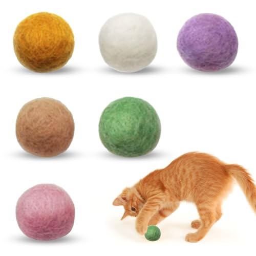 LunarCharm 6 Stück Filzbälle für Katzen, Katzenbälle Spielzeug für Katzen, Katzen Spielsachen aus 100% Wolle, Katzenspielzeug Ball, Natürliches Filzbälle LunarCharm 6 Stück Filzbälle für Katzen, Katzenbälle Spielzeug für Katzen, Katzen Spielsachen aus 100% Wolle, Katzenspielzeug Ball, Natürliches Filzbälle von LunarCharm
