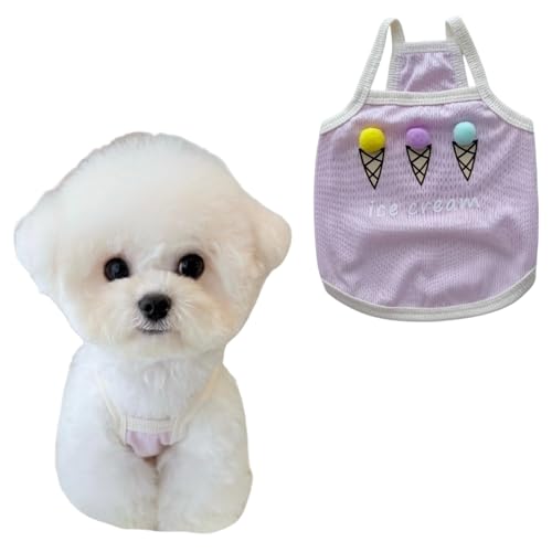 Frühlings- und Sommer-Haustierkleidung – atmungsaktive Weste für Hunde und Katzen, cooles ärmelloses Shirt für Teddy, Bichon und kleine Rassen (Lila, Medium) von Lunarthos