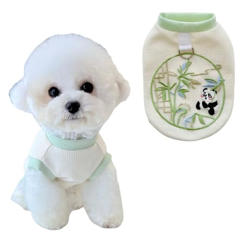Frühlings- und Sommer-Welpenkleidung, besticktes Hundehemd im chinesischen Stil, niedliche und modische Haustierweste für kleine und mittelgroße Hunde, elegantes Design (grün, klein) von Lunarthos