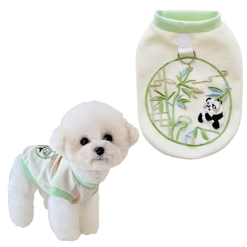 Frühlings- und Sommer-Welpenkleidung, besticktes Hundehemd im chinesischen Stil, niedliche und modische Haustierweste für kleine und mittelgroße Hunde, elegantes Design (grün, klein) von Lunarthos
