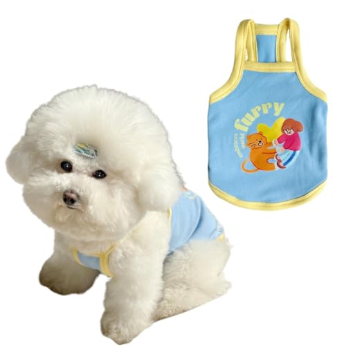 Haustier-Mieder mit Rock für kleine Hunde und Katzen, süßes bedrucktes T-Shirt für Frühling und Sommer, atmungsaktive Katzen- und Hundekleidung, bequeme Haustierbekleidung, blaue Weste, Größe S Haustier-Mieder mit Rock für kleine Hunde und Katzen, süßes bedrucktes T-Shirt für Frühling und Sommer, atmungsaktive Katzen- und Hundekleidung, bequeme Haustierbekleidung, blaue Weste, Größe S von Lunarthos