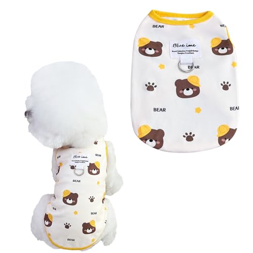 Herbst-bedrucktes Samt-Tanktop für Hunde und Katzen, japanischer koreanischer Stil, Haustierbekleidung für Teddy, Bichon Frisé, kleine Hunde, Katzen, Spaziergänge im Freien, Gelb, Größe XL von Lunarthos