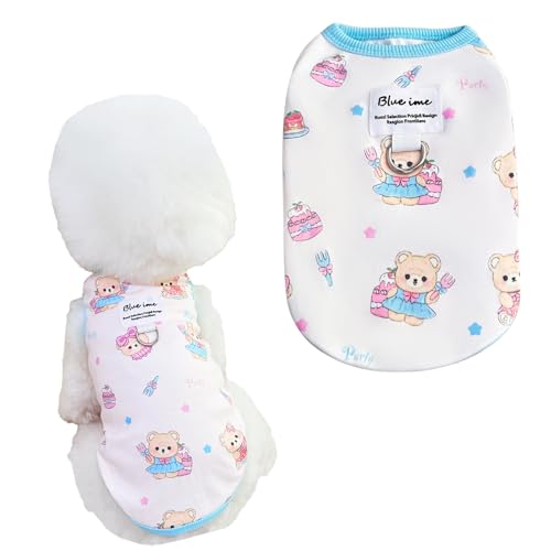Herbst-bedrucktes Samt-Tanktop für Hunde und Katzen, japanischer koreanischer Stil, Haustierbekleidung für Teddy, Bichon Frisé, kleine Hunde, Katzen, Spaziergänge im Freien, Hellblau, Größe XXL von Lunarthos