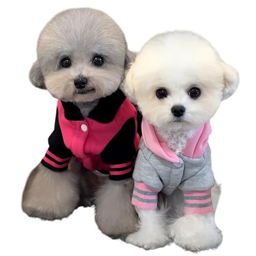 Hunde-Kapuzenpullover – Plüsch-Fleecepullover mit Buchstaben-Druck, warme Winterjacke für kleine, mittelgroße und große Hunde & Katzen, weicher Kälteschutzmantel (Schwarz+Rosenrot, klein) von Lunarthos