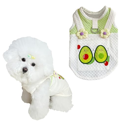 Hundeweste, Avocado-Druck, atmungsaktives Netzgewebe, Sommer-Haustierkleidung für kleine Hunde, Anti-Haarausfall, leichte Kätzchen-Kleidung, geeignet für Bichon-Teddy, Größe L von Lunarthos