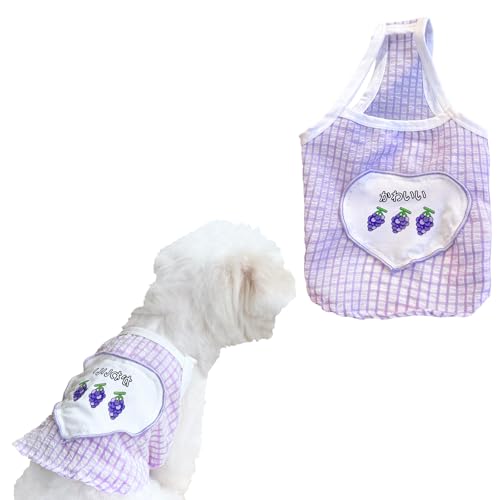 Schlichtes kariertes Tanktop für Hunde, Sommer-Sonnenschutz, Tanktop, Teddy, Bichon, Zwergspitz, für kleine Hunde, atmungsaktiv, coole Kleidung (lila, L) von Lunarthos