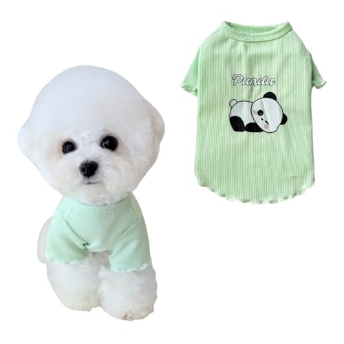 Sommer Haustier T-Shirts für Hunde und Katzen, 4 niedliche Tiermuster, atmungsaktives Rippstrickgewebe, kühle Sommerkleidung für kleine Hunde und Katzen (grün, klein) von Lunarthos